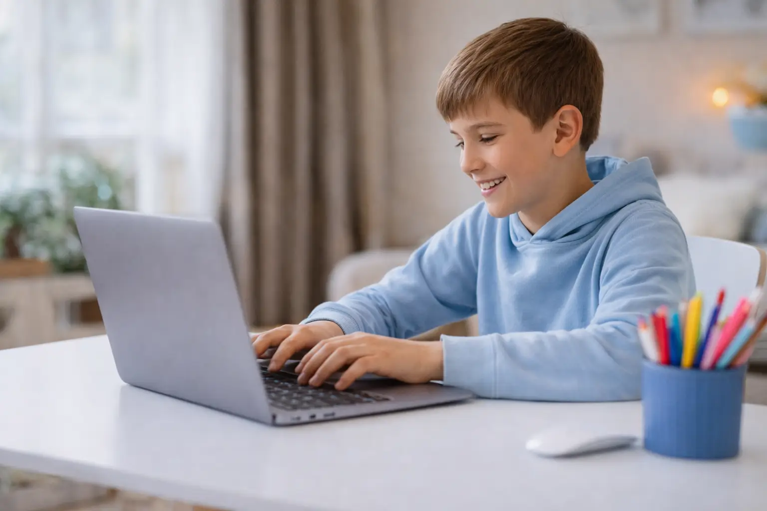 Student completing online Maths learning with Kinetic Education
