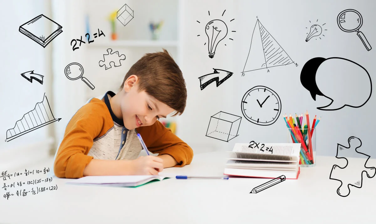 Child learning maths at home